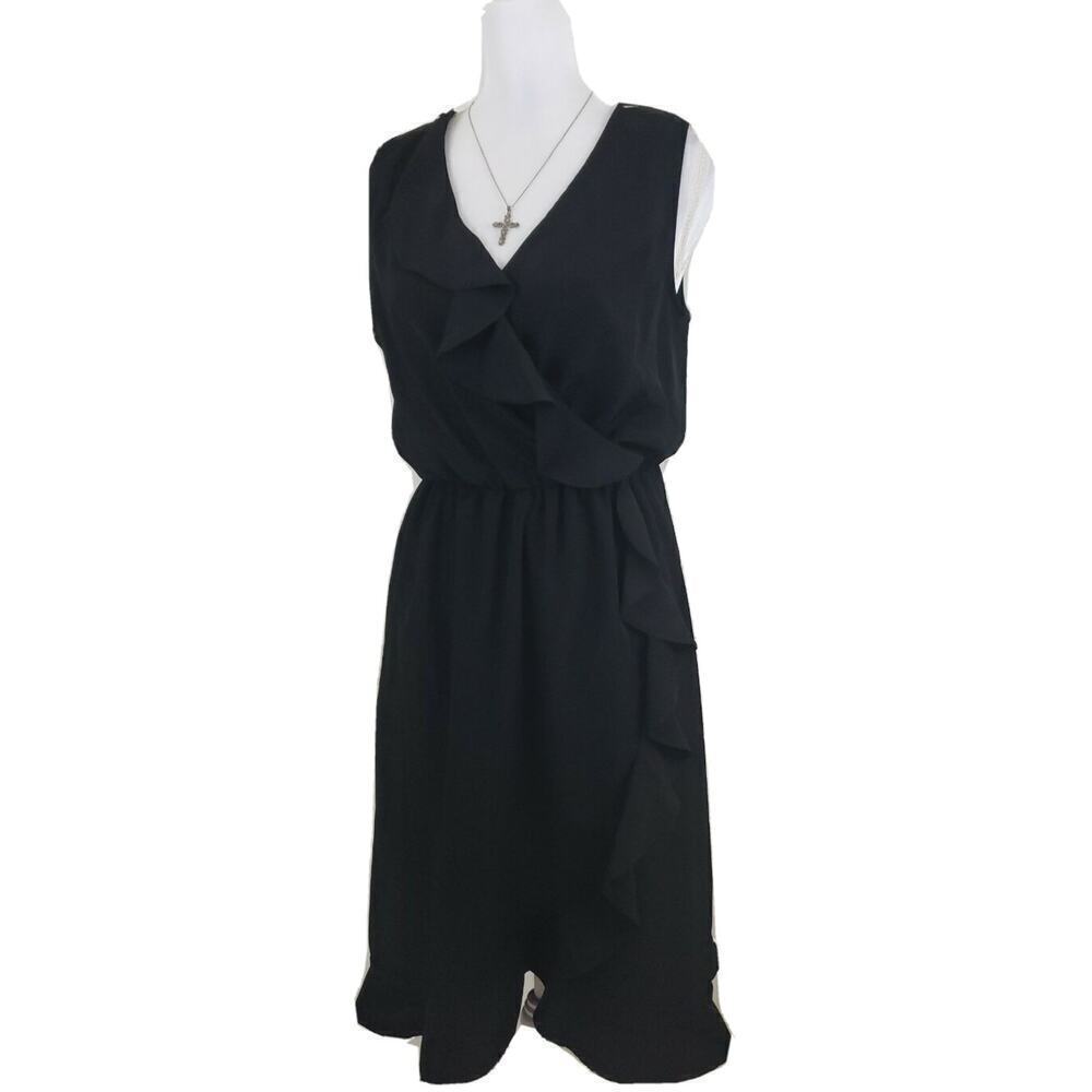 APT.9 ~Woman Size M~ Black Sleeveless V-Neck A-Line Wrap Dress NWT $50.00